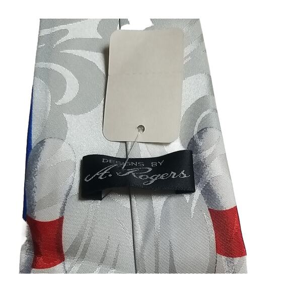 Vintage Designs By A. Rogers Men's Navy Bowling Pin Neck Tie - Picture 4 of 4